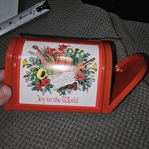 Vintage Christmas Tin Mailbox Joy To The World Made For K-Mart